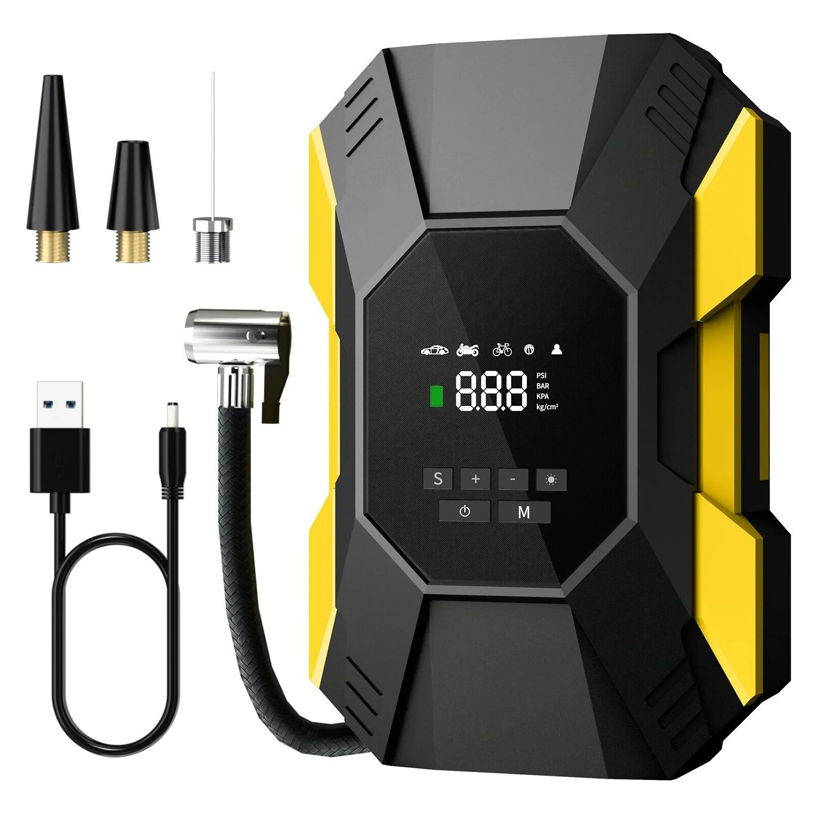 Car Tire Inflator Portable Air Compressor Cordless Rechargeable Powerful Pump