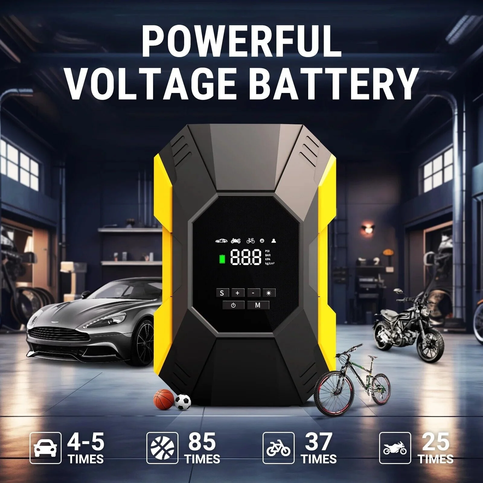 Car Tire Inflator Portable Air Compressor Cordless Rechargeable Powerful Pump - Image 3