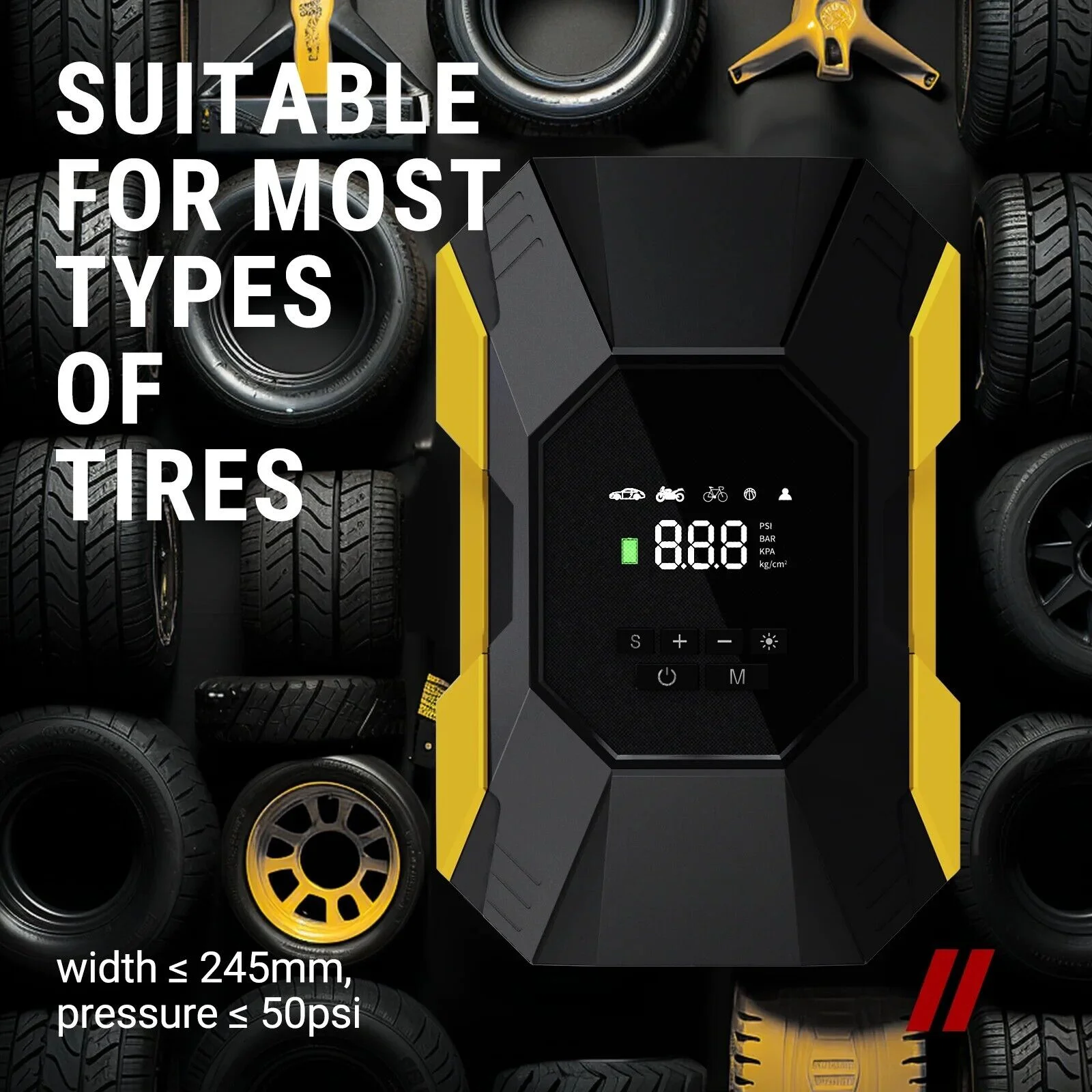 Car Tire Inflator Portable Air Compressor Cordless Rechargeable Powerful Pump - Image 4